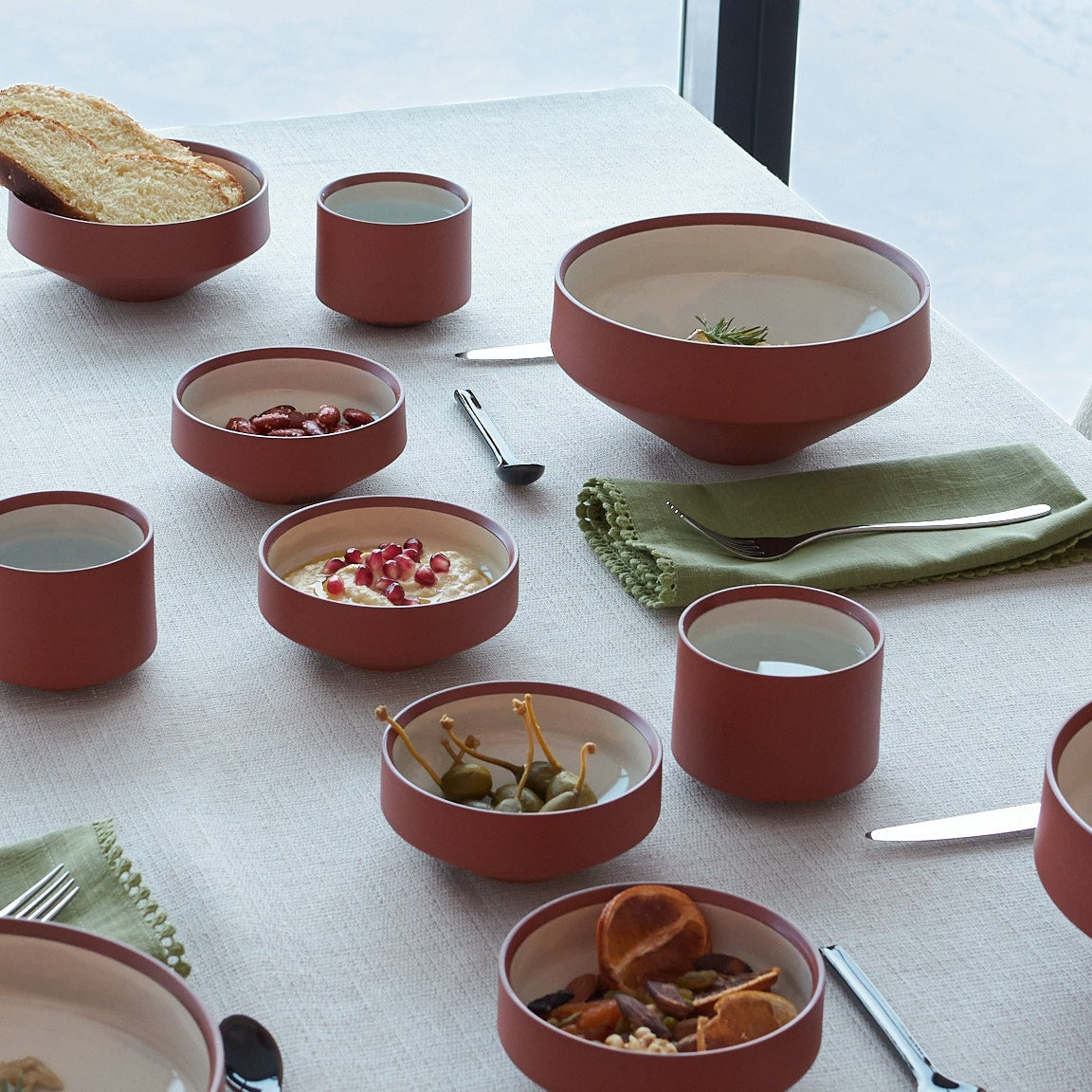 Set of 3 Léa et Nicolas Tumblers II made of red Canadian stoneware
