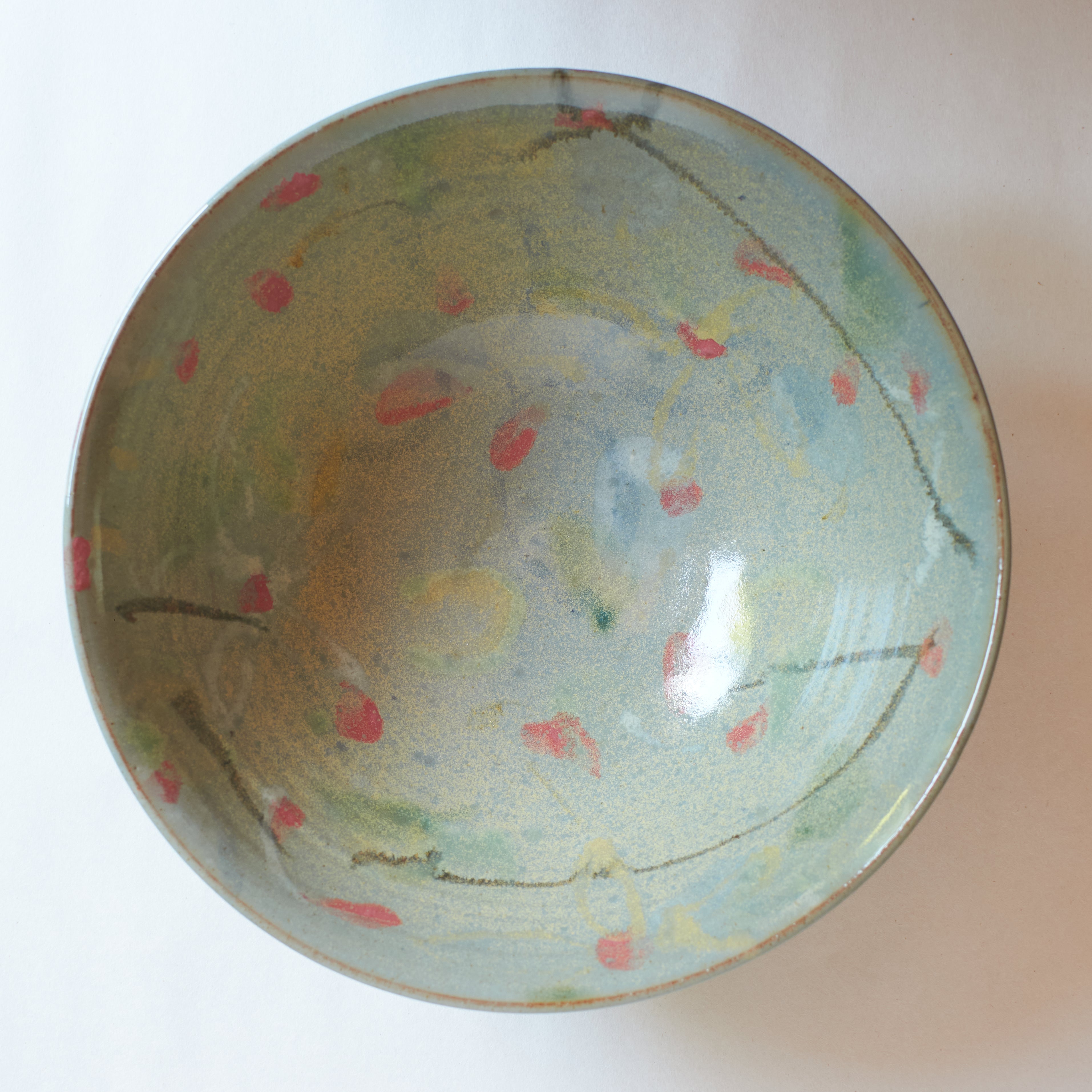 Ceramic bowl with abstract design on a white background