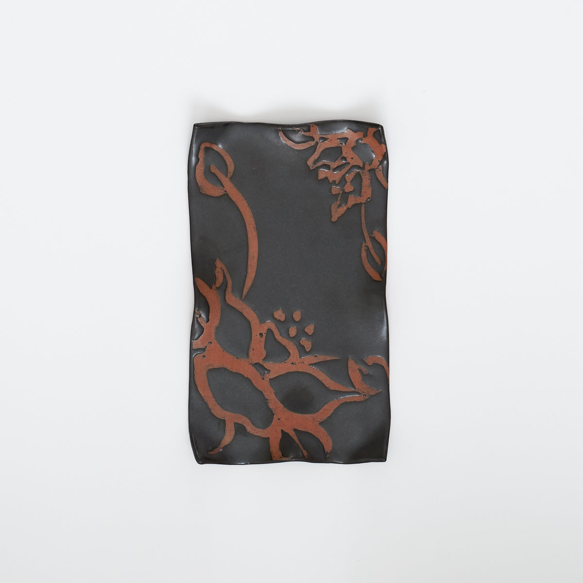 Authentic Japanese ceramic sushi plate in black.