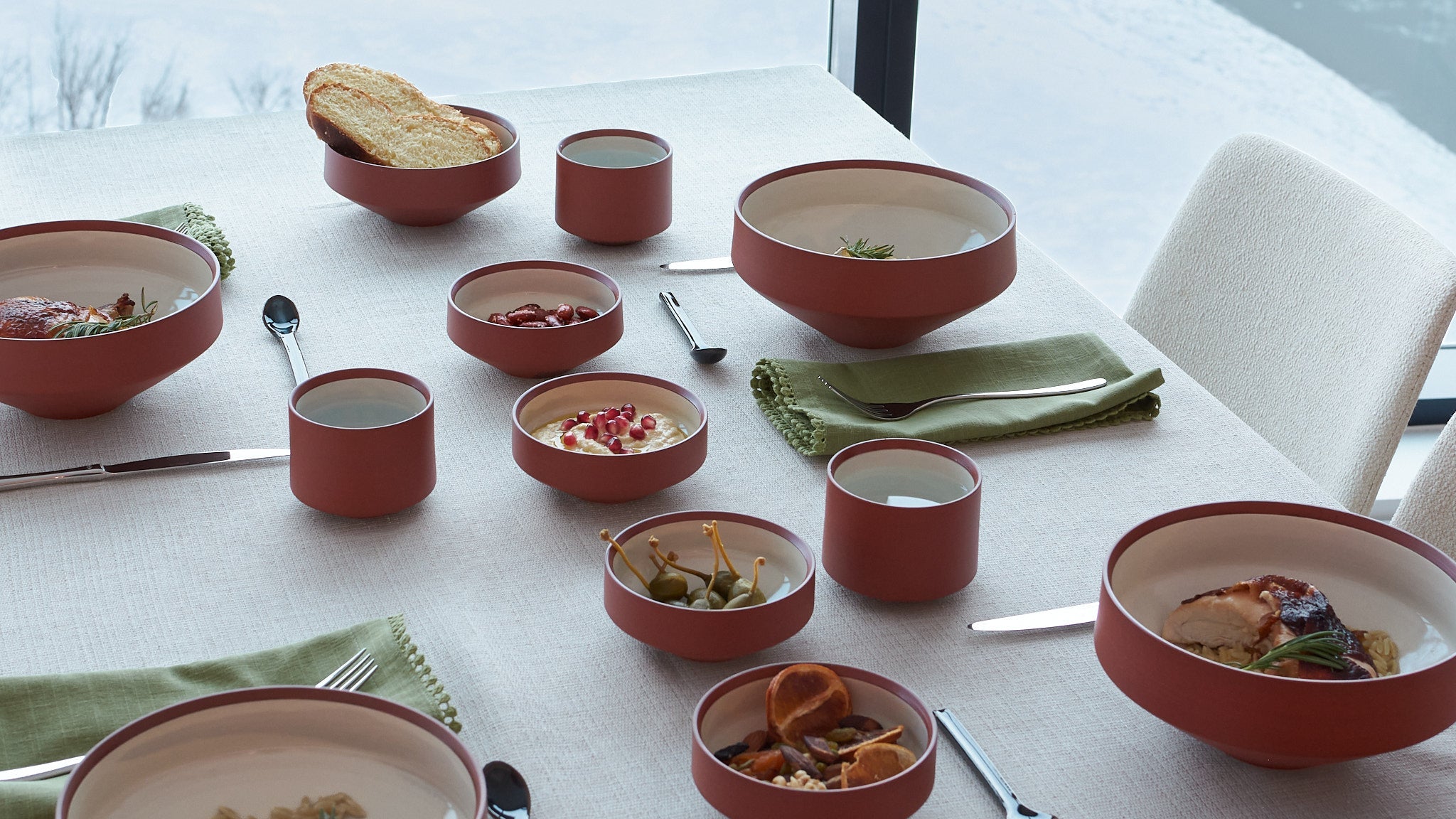 Set of 3 Léa et Nicolas Tumblers II made of red Canadian stoneware
