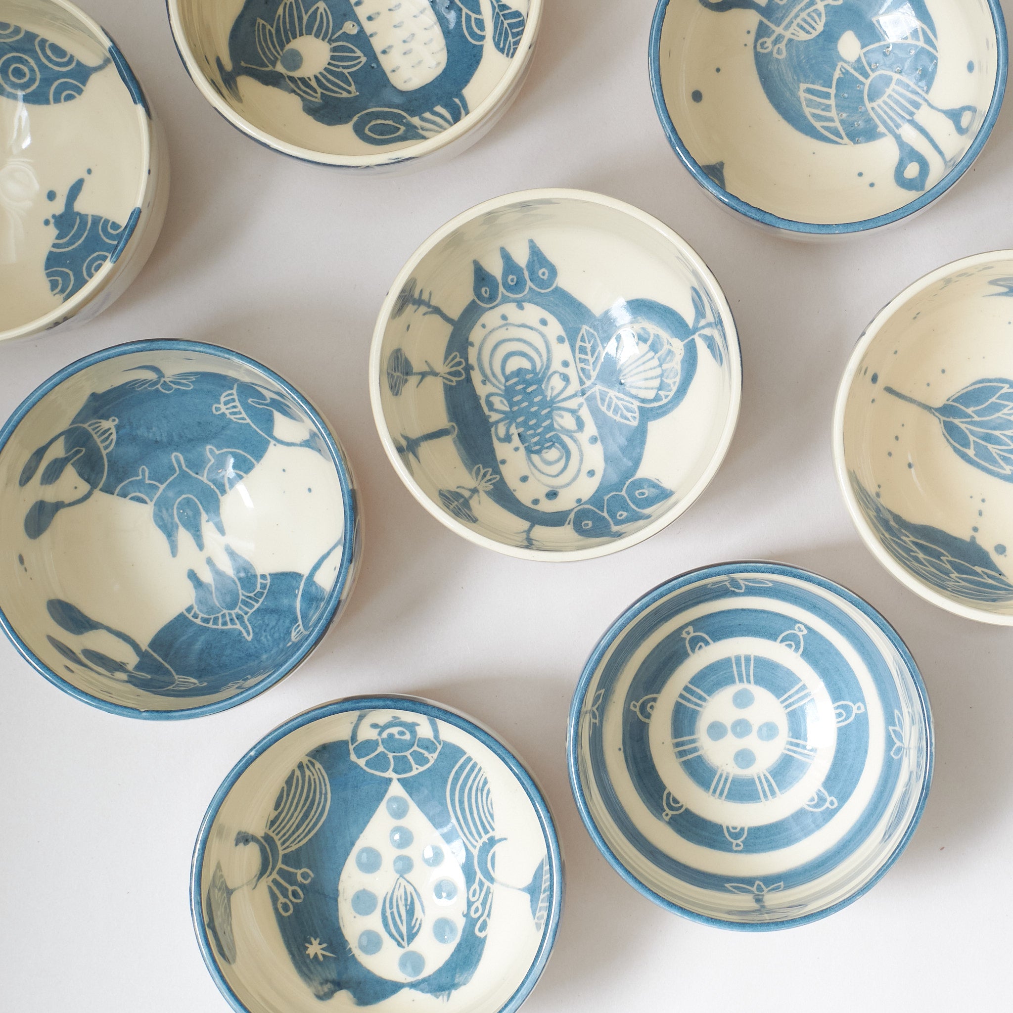 Marie Serreau blue and white earthenware bowls