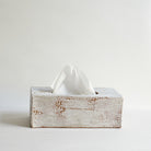 Ceramic tissue box with textured surface on a light background