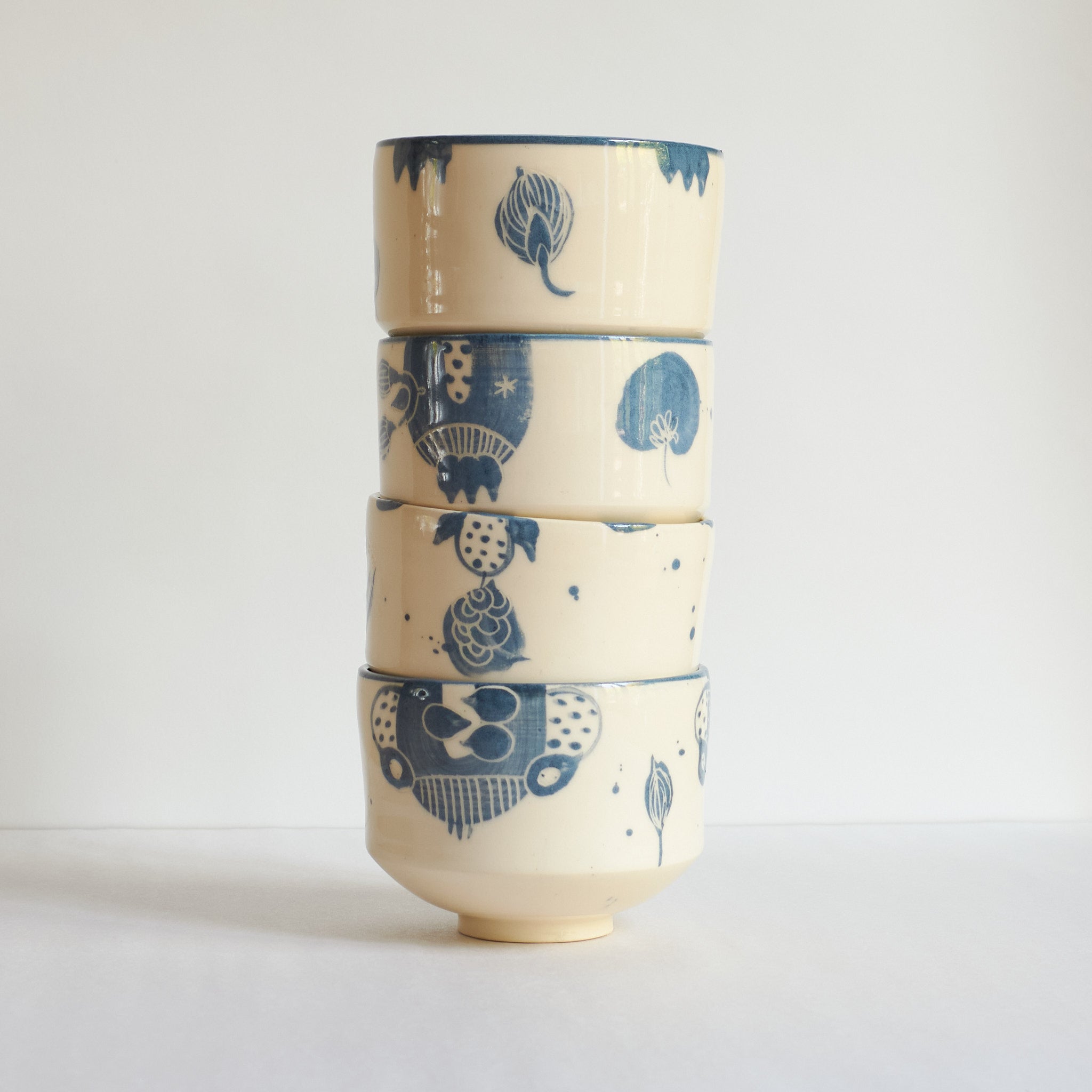 Marie Serreau blue and white earthenware bowls