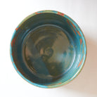 Inside of green ceramic planter with earthy orchid design