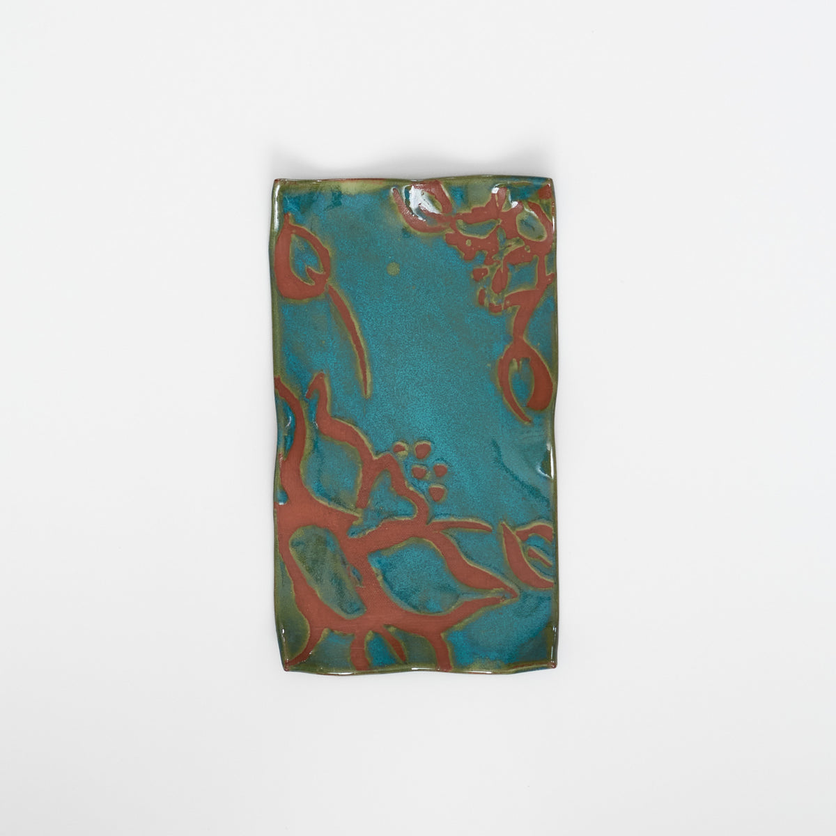 Authentic Japanese ceramic sushi plate in emerald green.